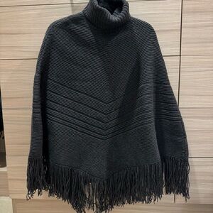 Banana Republic Poncho Fine Italian Merino Wool Gray XS Small